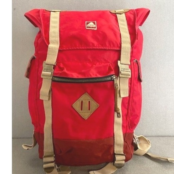 Jansport Other - JanSport Heritage Rucksack Backpack Adobe Red Nylon Hiking Bag Tan Straps OOP